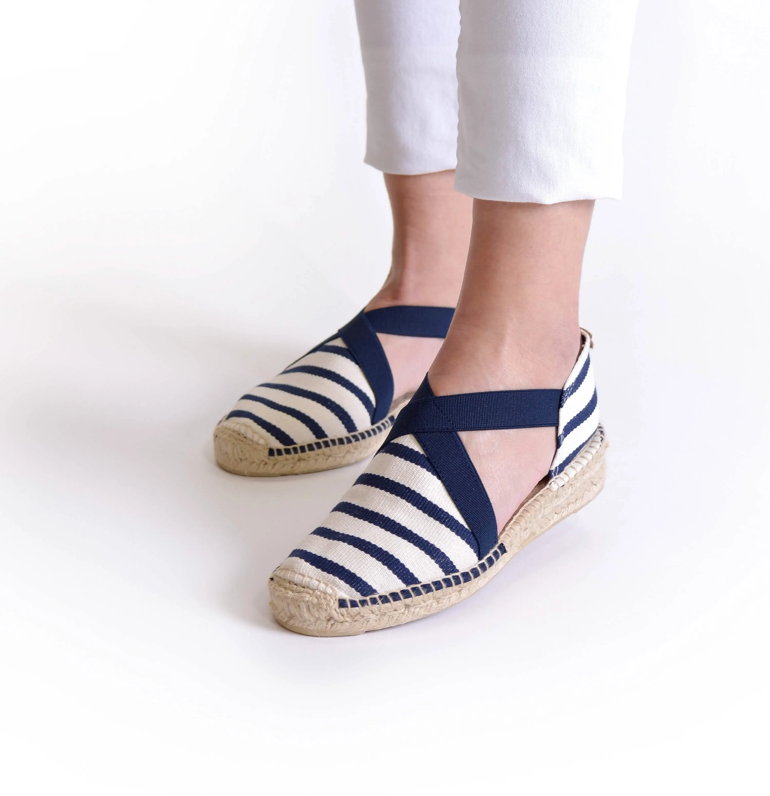 Striped Cotton Blend Wedge Espadrille for Women - Eva