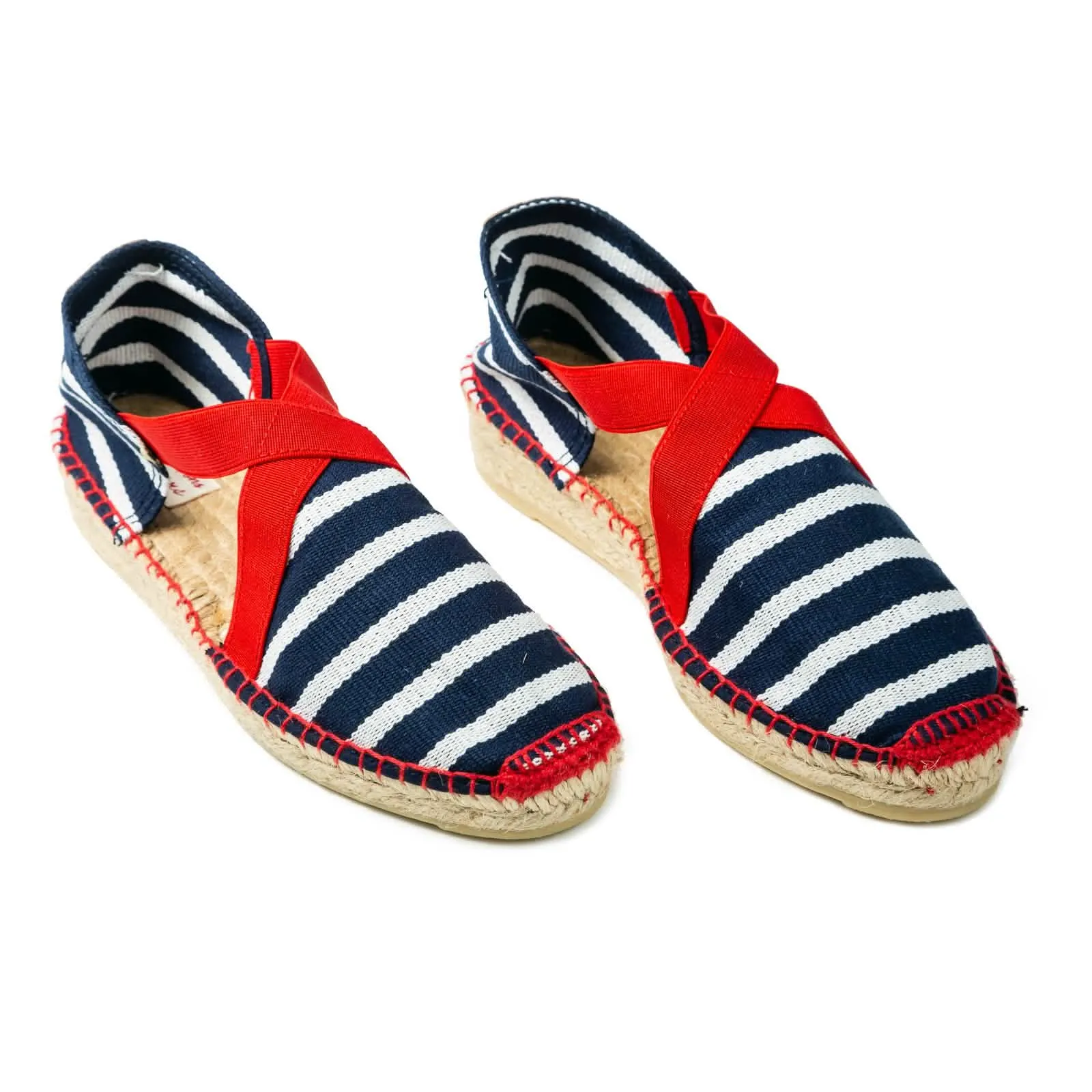 Striped Cotton Blend Wedge Espadrille for Women - Eva