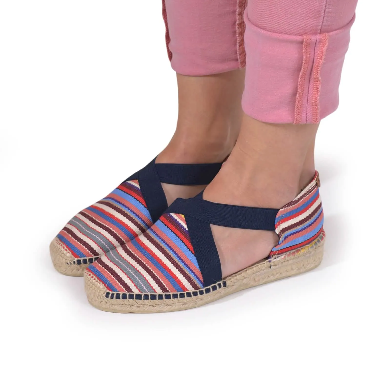 Striped Cotton Blend Wedge Espadrille for Women - Eva