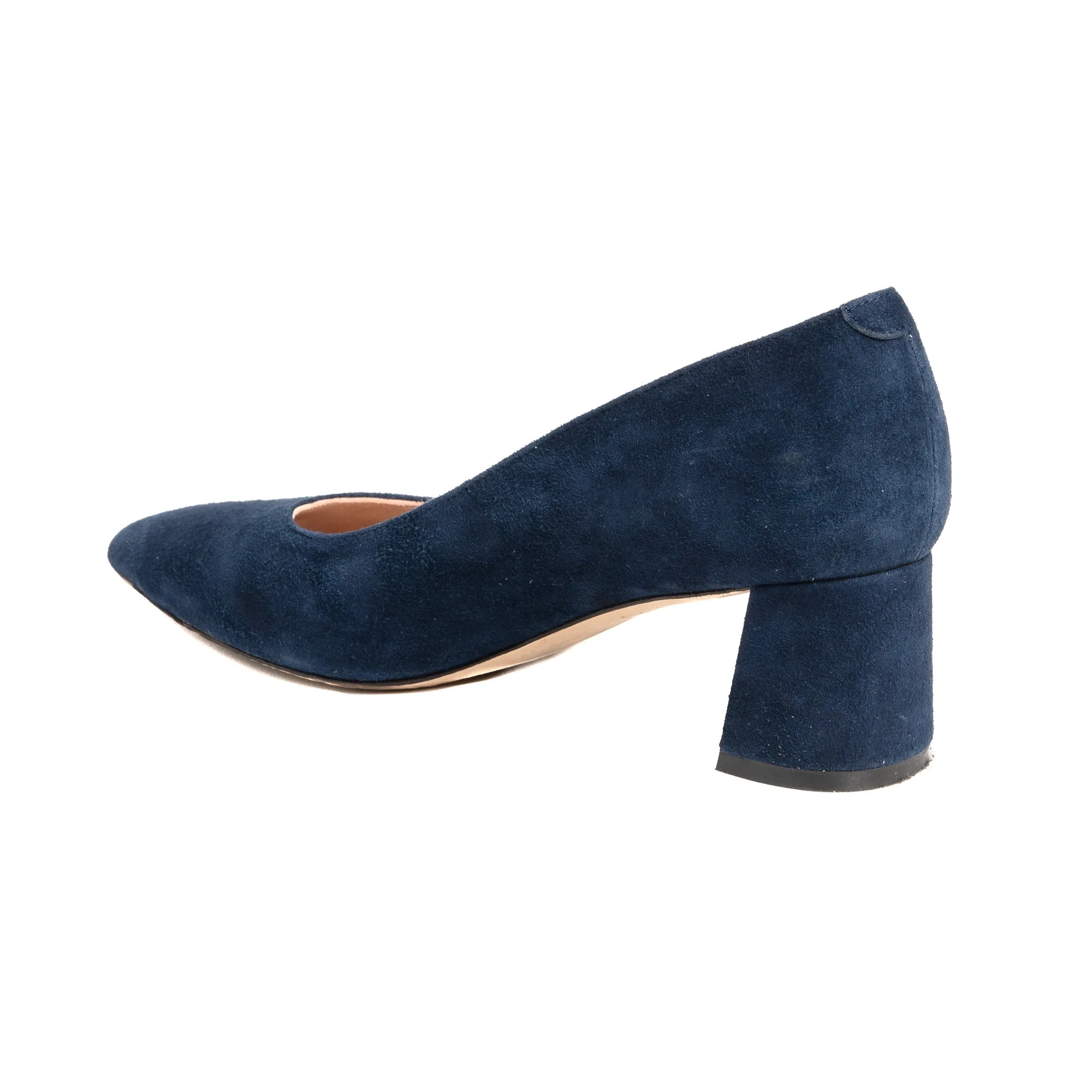 Suede Lower Block Heel - Noble Navy