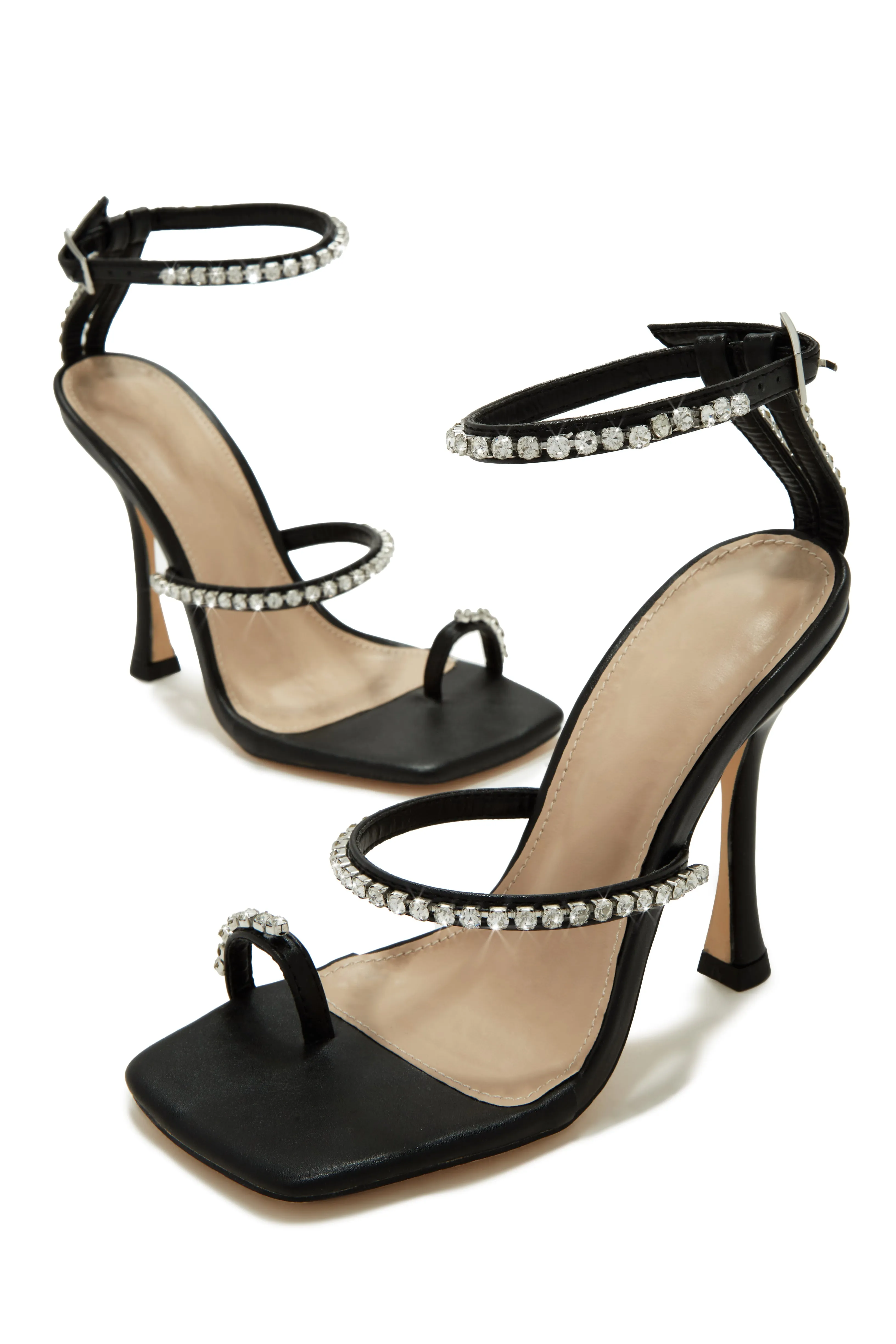 Sunsets & Wine Embellished High Heels - Black