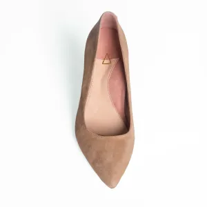 Tenacious Tan Suede Kitten Heel