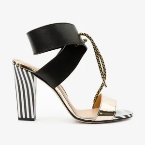 The Bloke Black Leather Ankle Strap Women Sandal