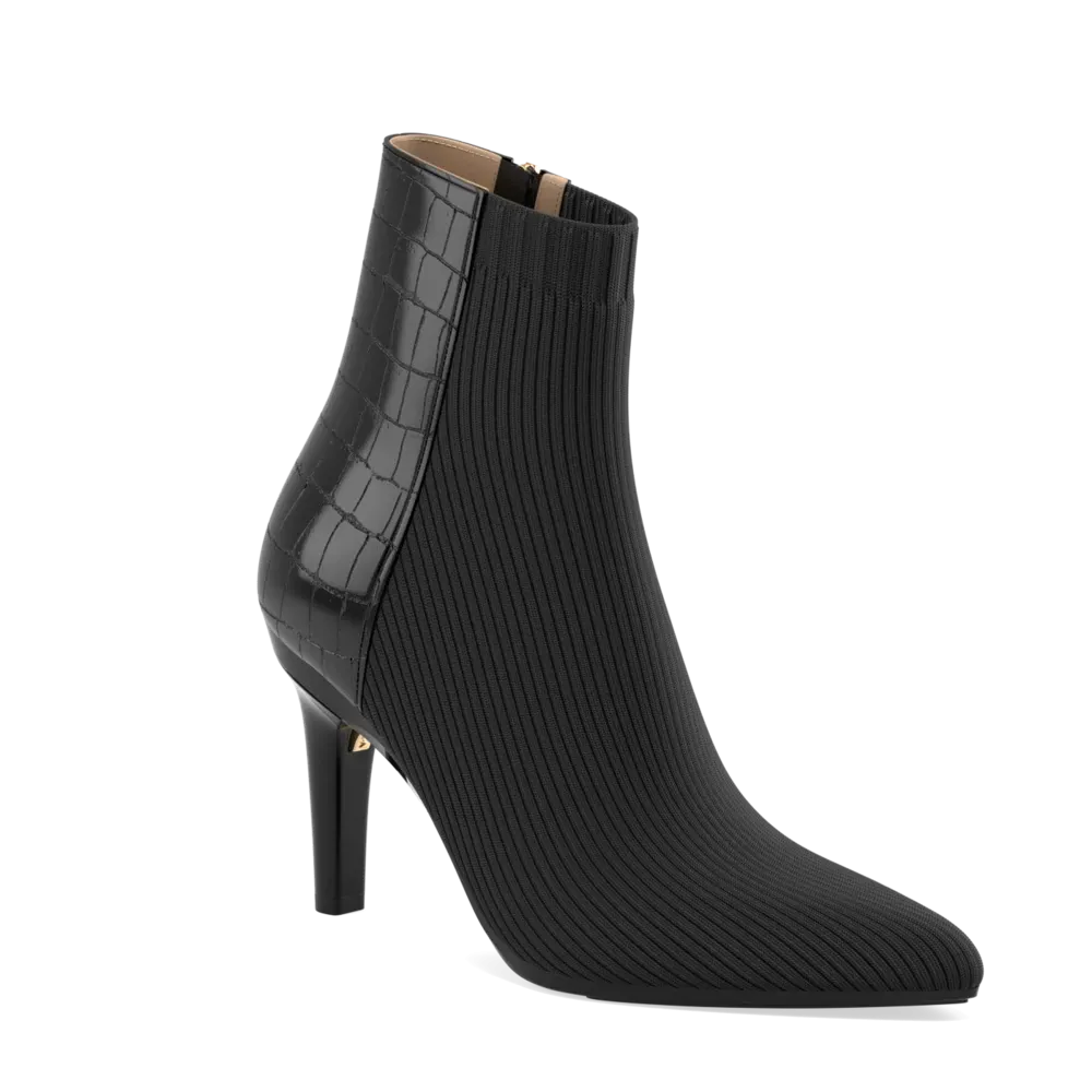 The Bootie - Coal Crocodile & Knit 4 Stiletto