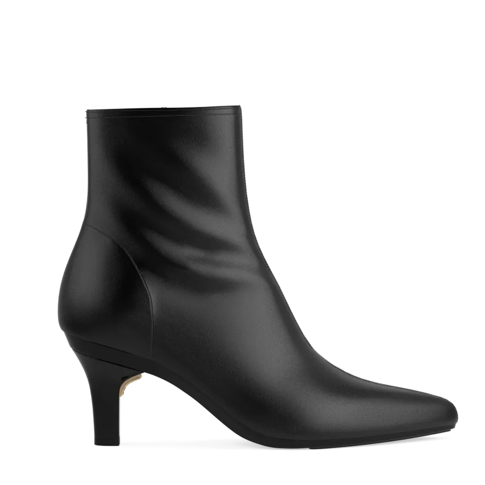 The Bootie - Coal Stretch Leather 3 Stiletto