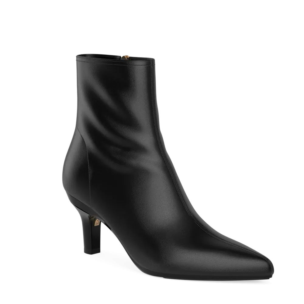 The Bootie - Coal Stretch Leather 3 Stiletto