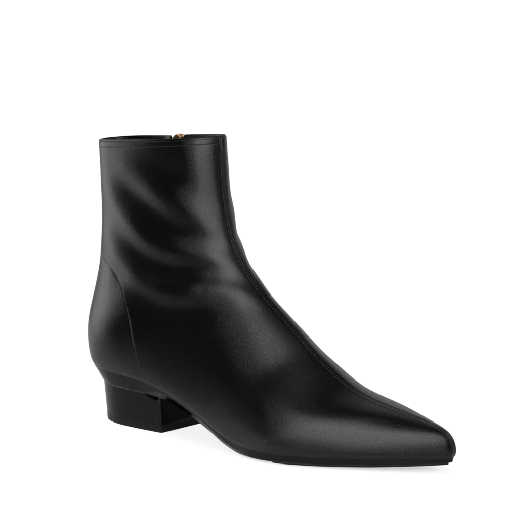 The Bootie - Coal Stretch Leather 3 Stiletto