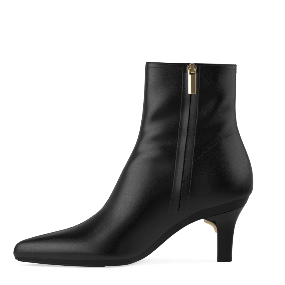 The Bootie - Coal Stretch Leather 3 Stiletto