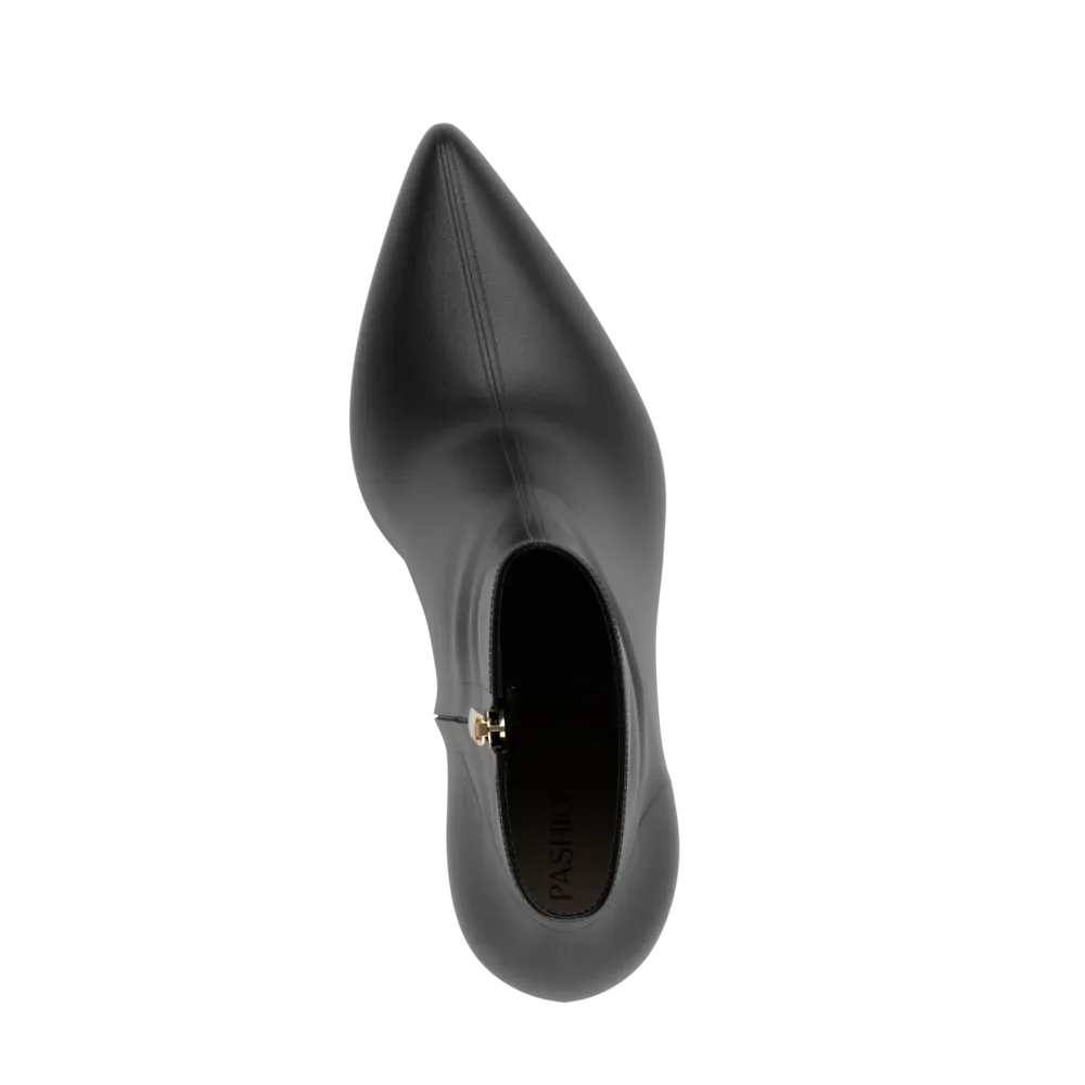 The Bootie - Coal Stretch Leather 3 Stiletto