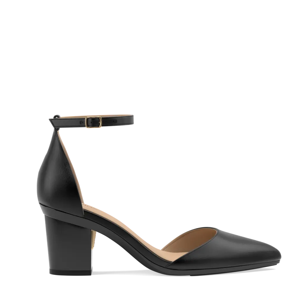 The D'Orsay Coal Satin   Block Heel Kit 3 Coal