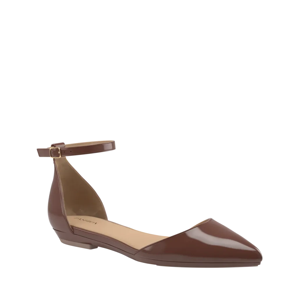 The D'Orsay - Walnut Patent   Stiletto Heel Kit 3 Walnut - FINAL SALE