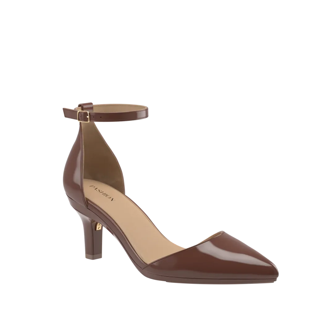 The D'Orsay - Walnut Patent   Stiletto Heel Kit 3 Walnut - FINAL SALE