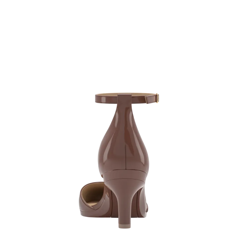 The D'Orsay - Walnut Patent   Stiletto Heel Kit 3 Walnut - FINAL SALE