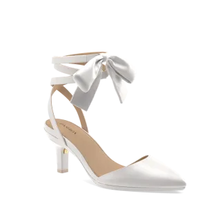 The D'Orsay - White Satin Bow   Stiletto Heel Kit 3 White