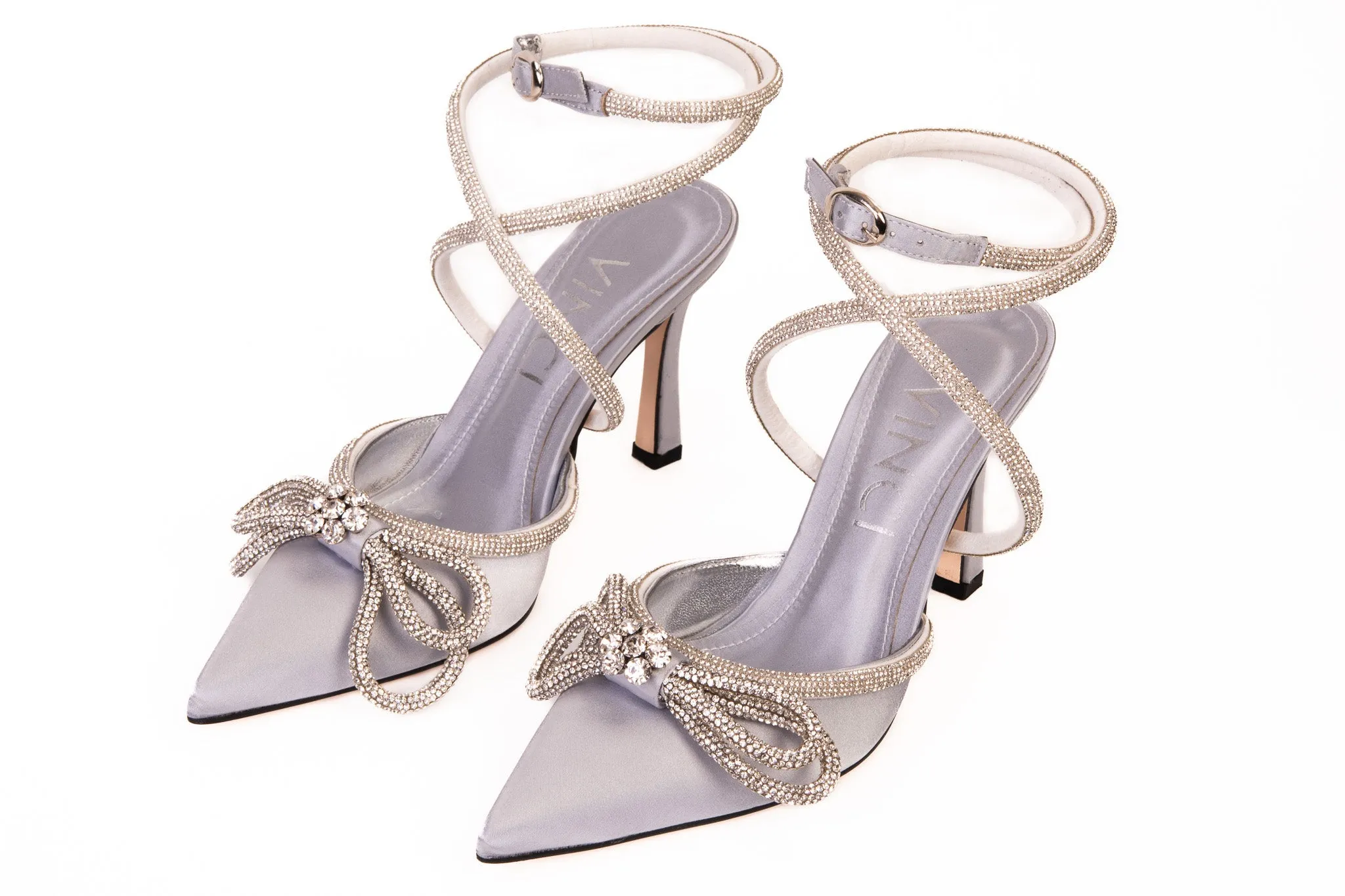 The Floransa Silver Leather Pointy Toe Ankle Strap WomenSandal