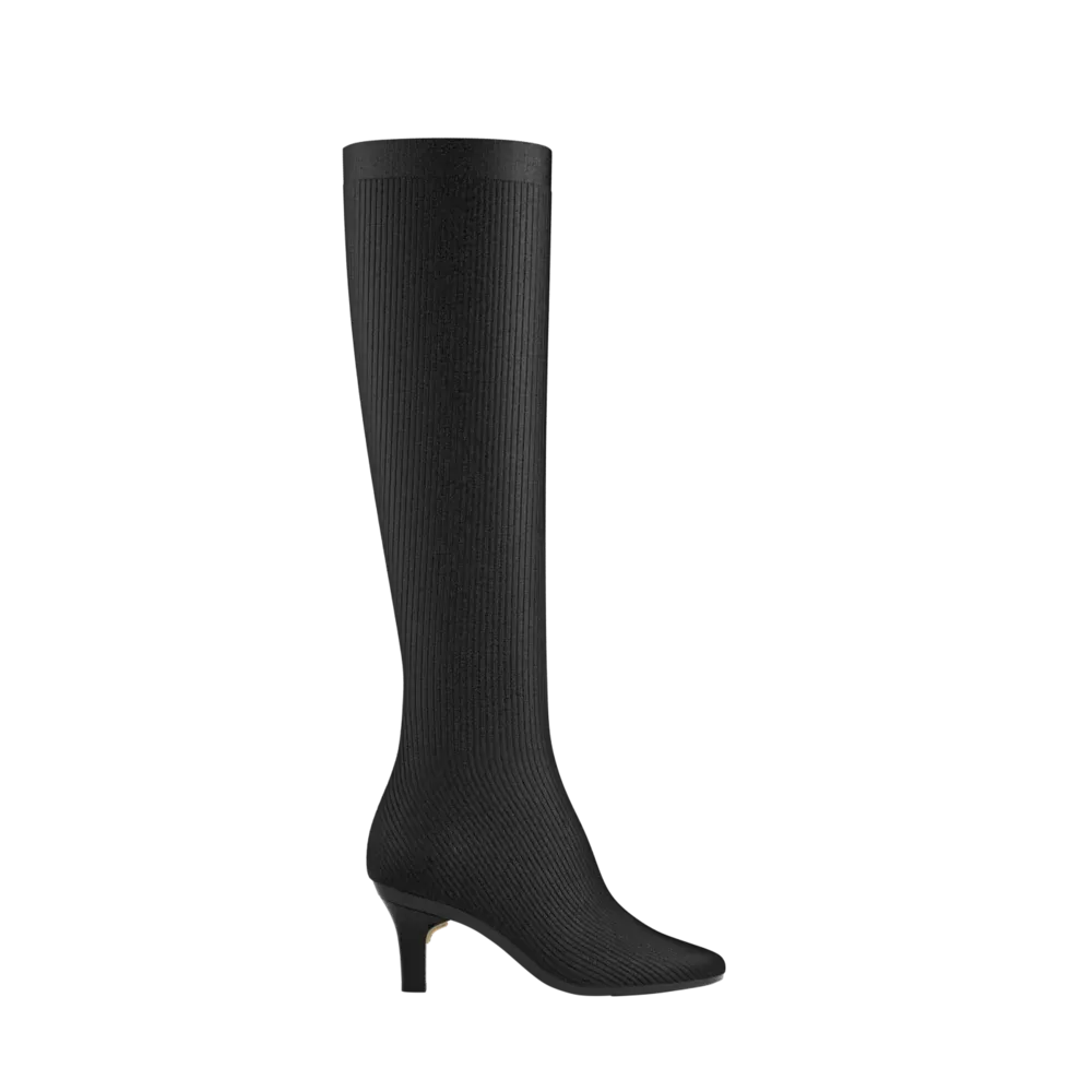 The Joanna Knee High Boot - Coal Knit 3 Stiletto