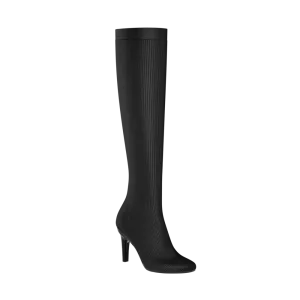 The Joanna Knee High Boot - Coal Knit 4 Stiletto