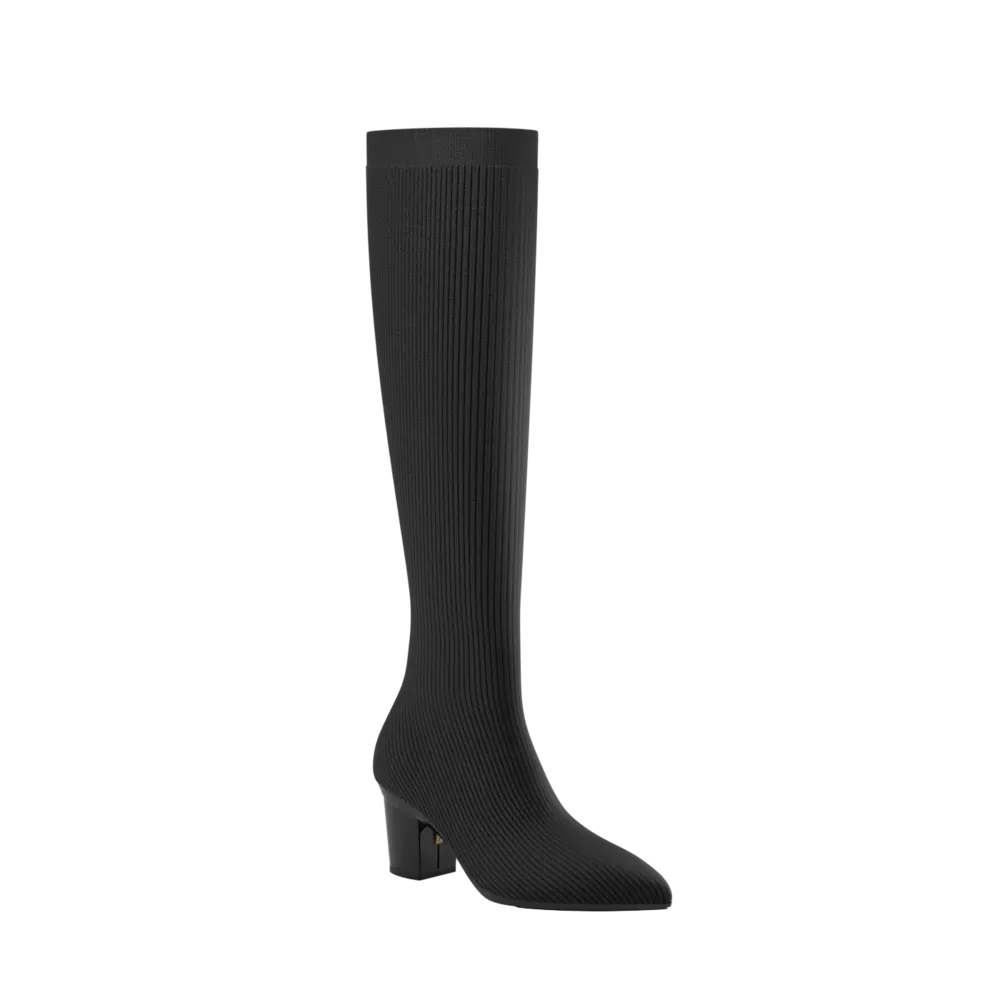 The Knee High Boot Coal Knit   Block Heel Kit 3 Coal