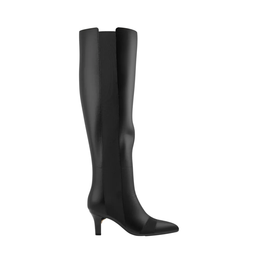 The Knee High Boot Coal Leather   Stiletto Heel Kit 3 Coal