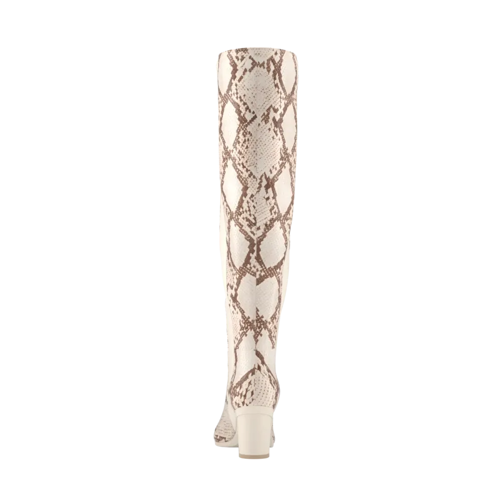 The Knee High Boot - Ivory Snakeskin 3 Block