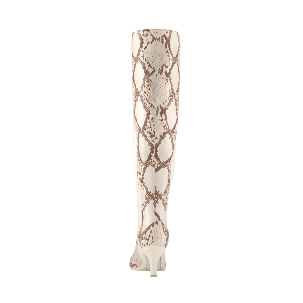 The Knee High Boot - Ivory Snakeskin 3 Stiletto