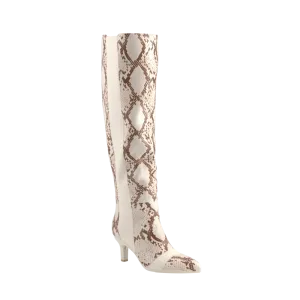 The Knee High Boot - Ivory Snakeskin 3 Stiletto