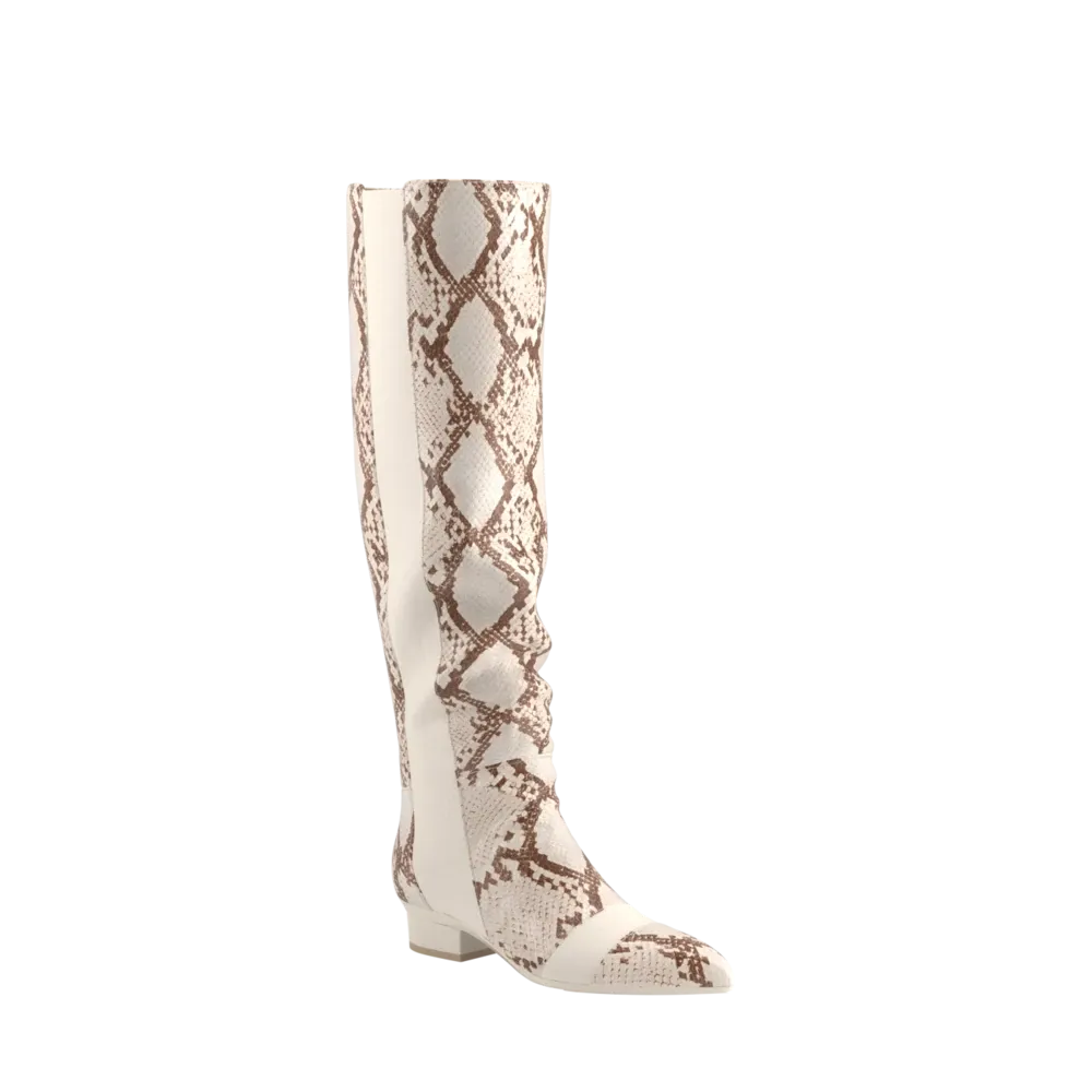 The Knee High Boot - Ivory Snakeskin 3 Stiletto