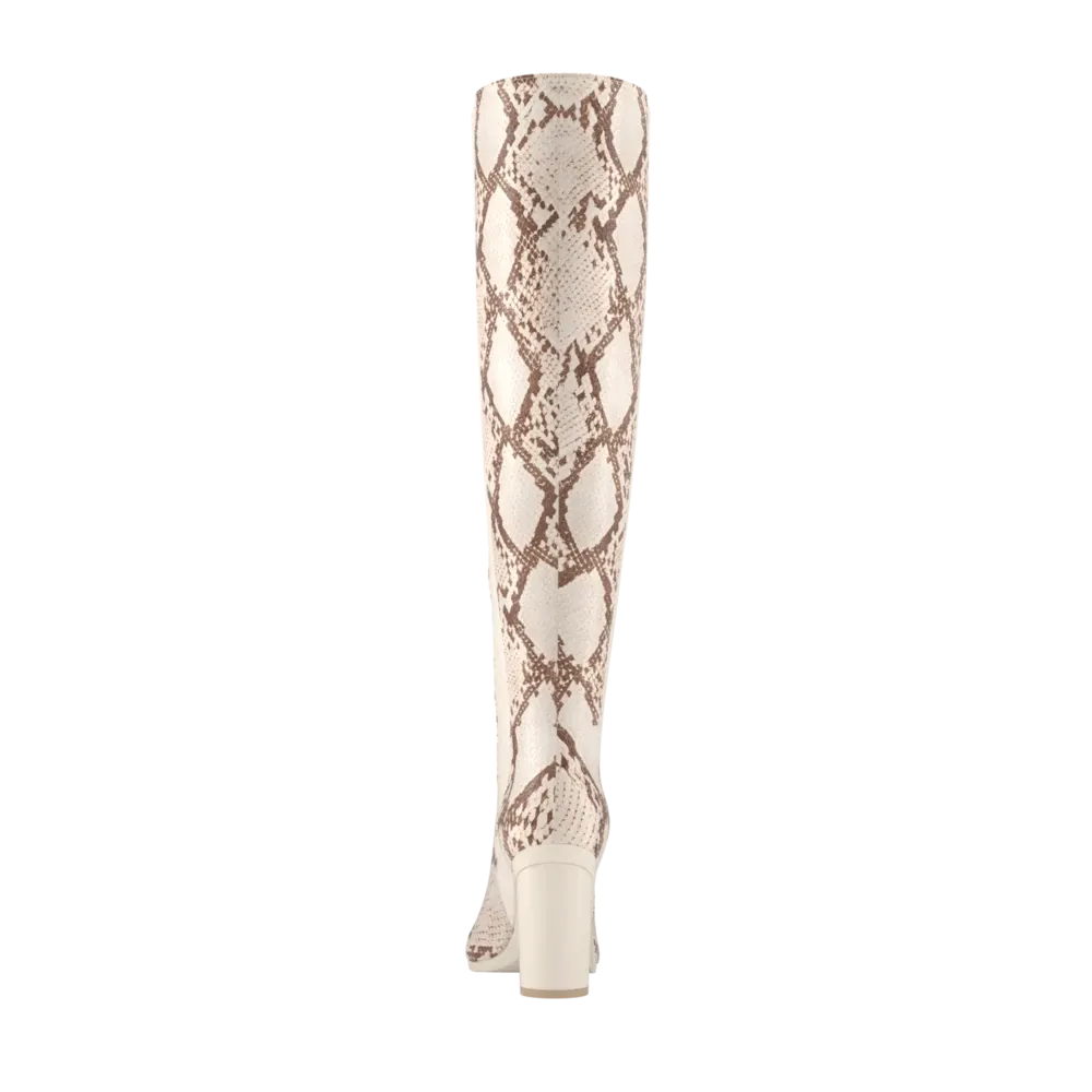 The Knee High Boot - Ivory Snakeskin 4 Block