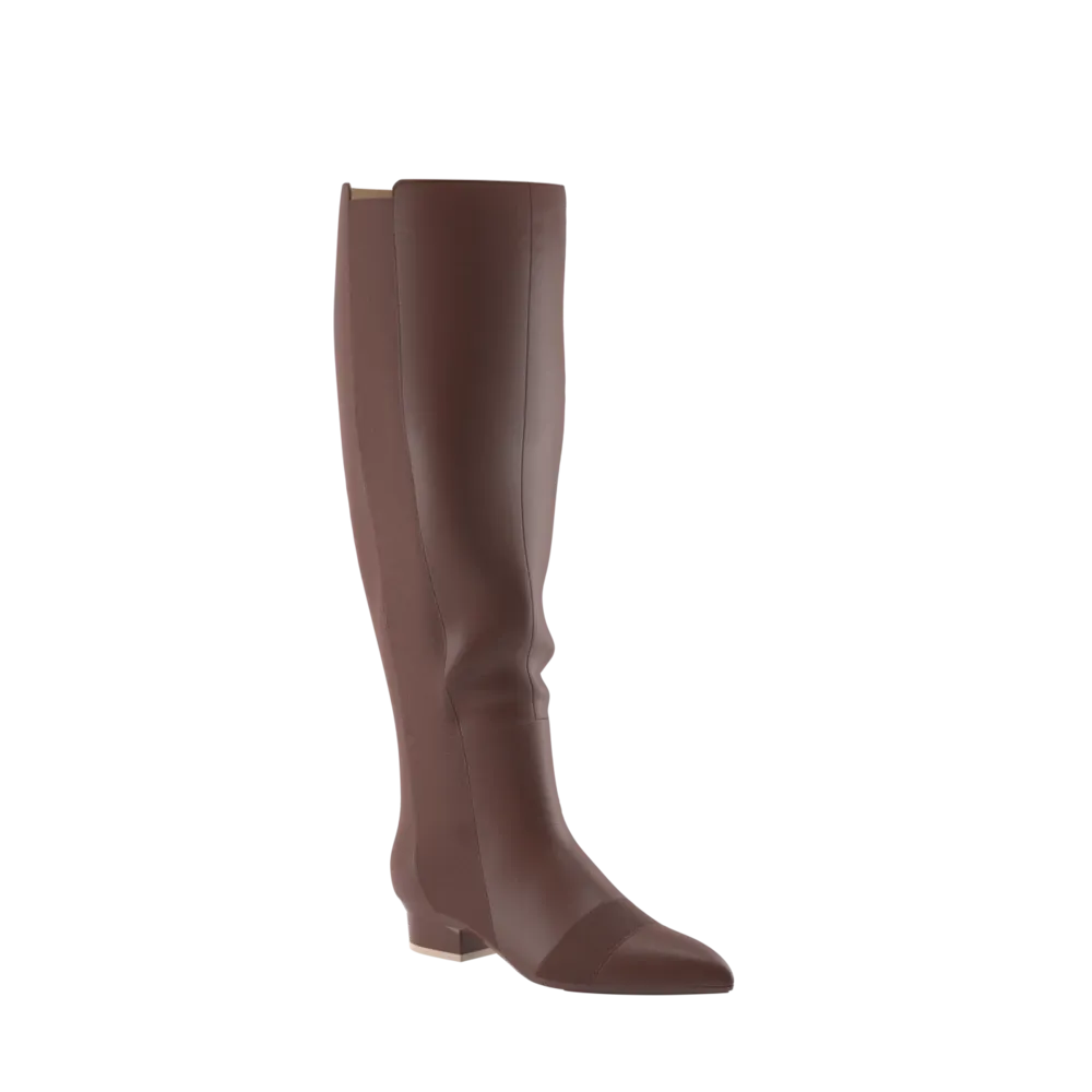 The Knee High Boot Walnut Leather   Stiletto Heel Kit 4 Walnut