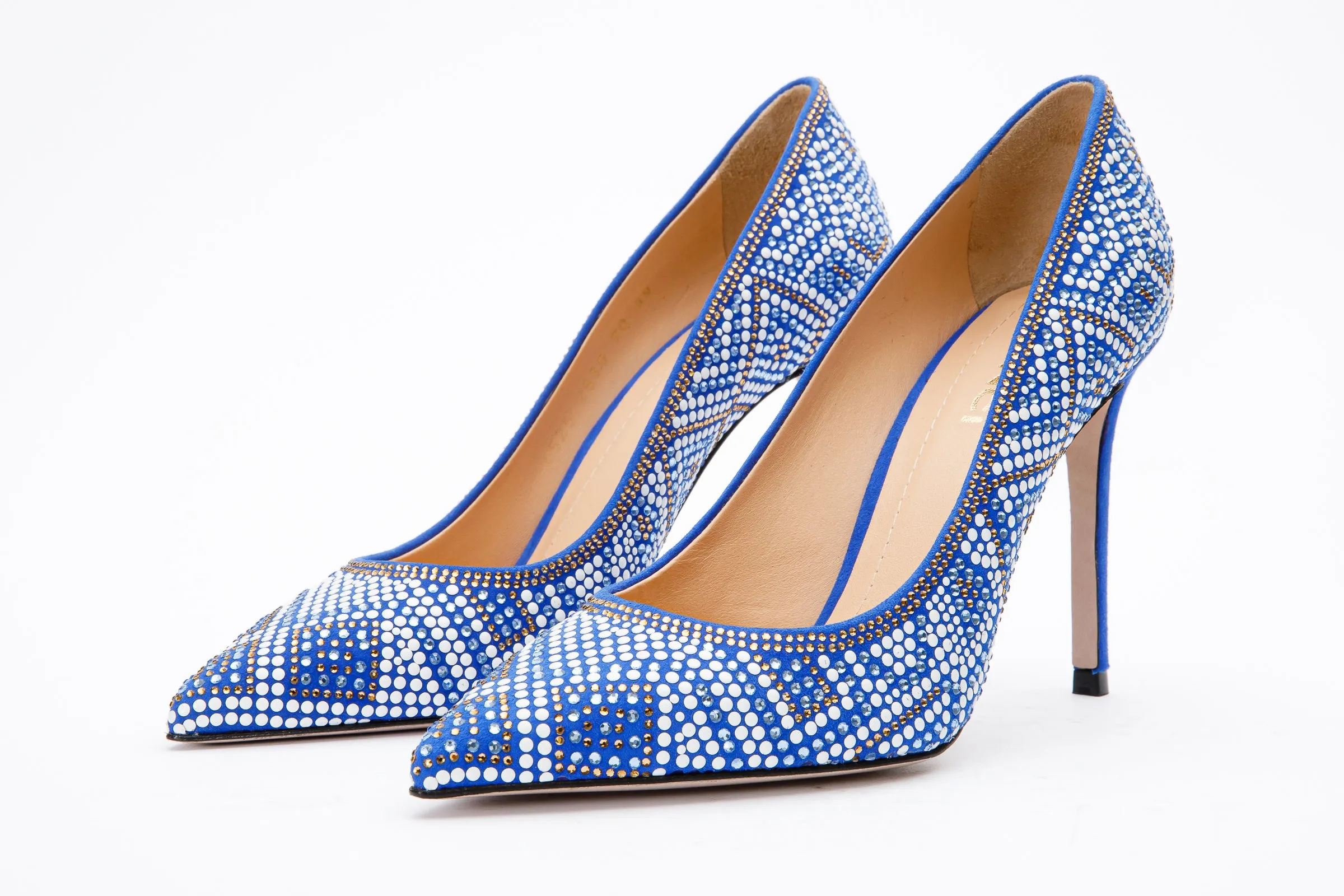 The Nampula Sax Blue Glitter Leather Pump Women Shoe