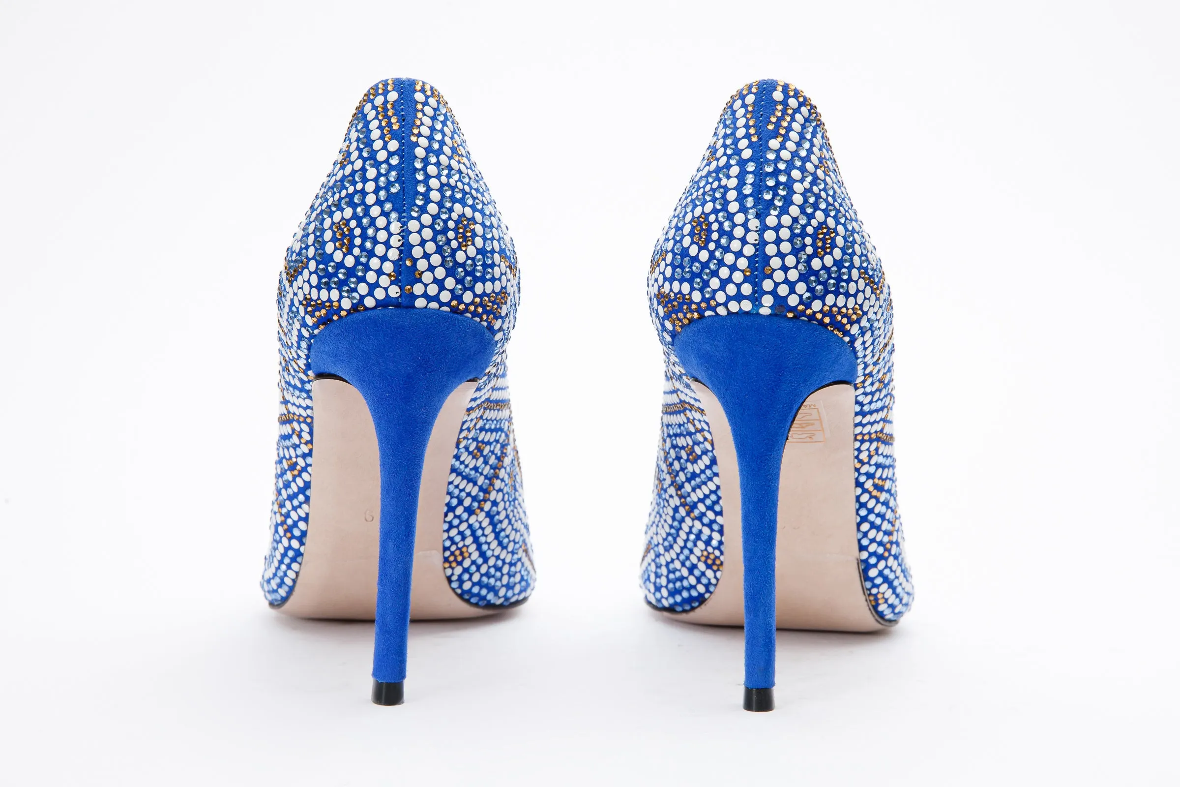 The Nampula Sax Blue Glitter Leather Pump Women Shoe