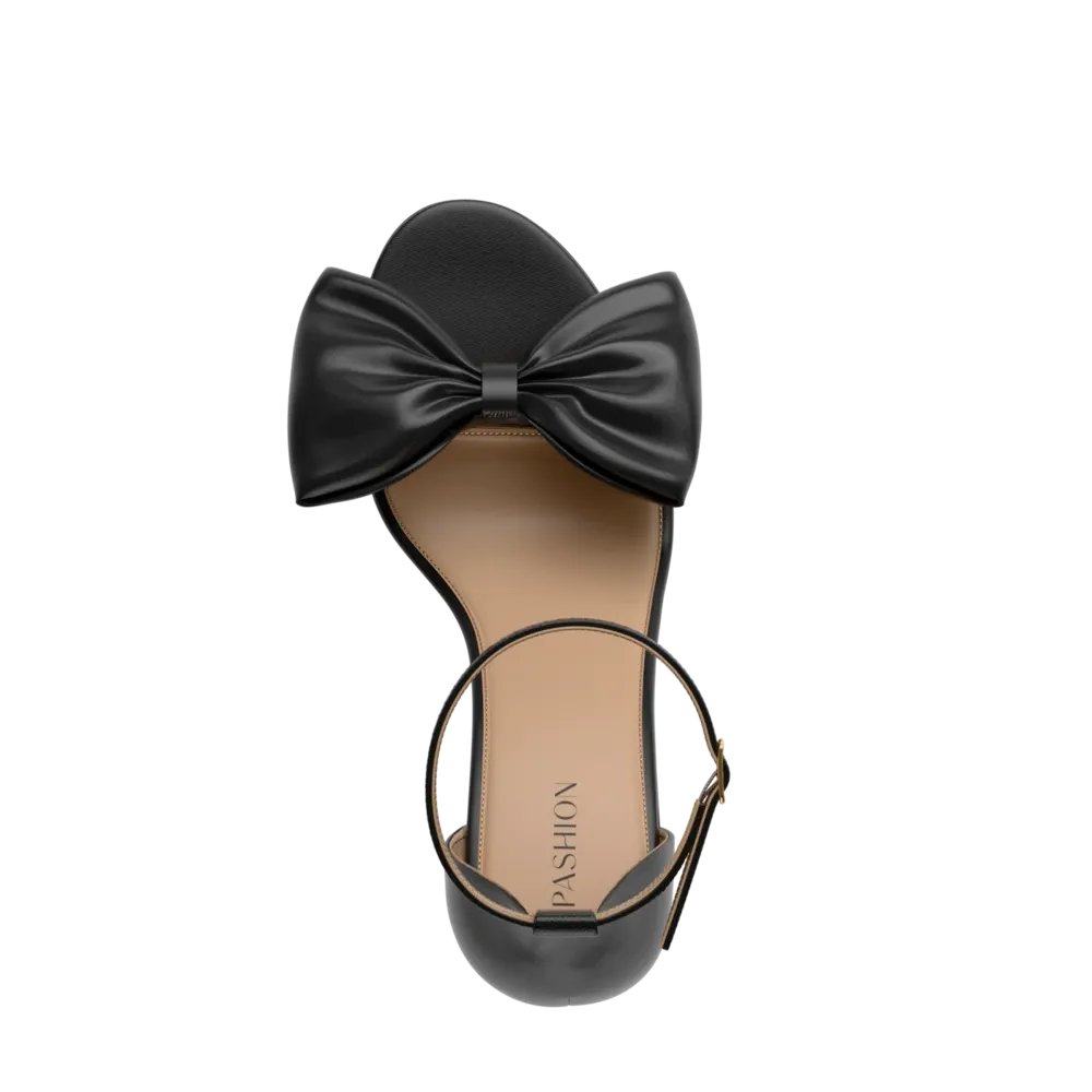 The Pashionista - Coal Satin Bow 4 Stiletto