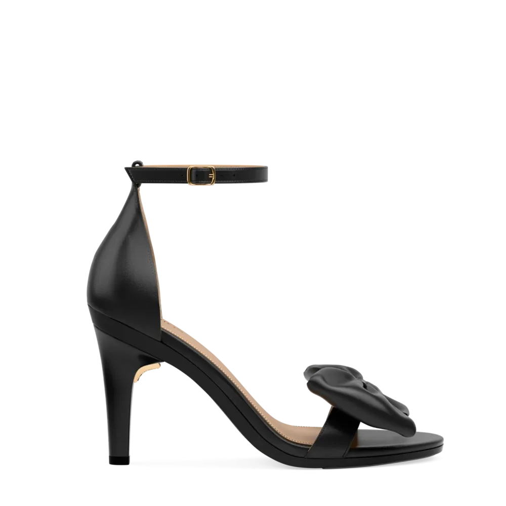 The Pashionista - Coal Satin Bow 4 Stiletto