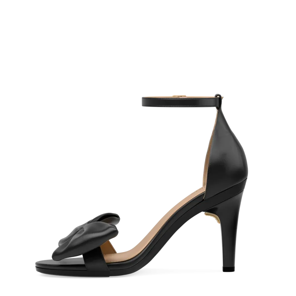 The Pashionista - Coal Satin Bow 4 Stiletto