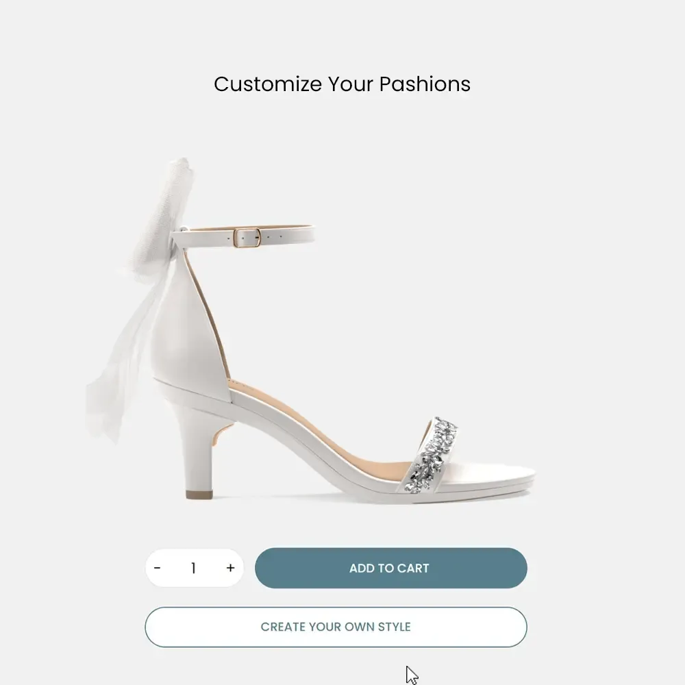 The Pashionista - White Crystal Bow   Stiletto Heel Kit 3 White