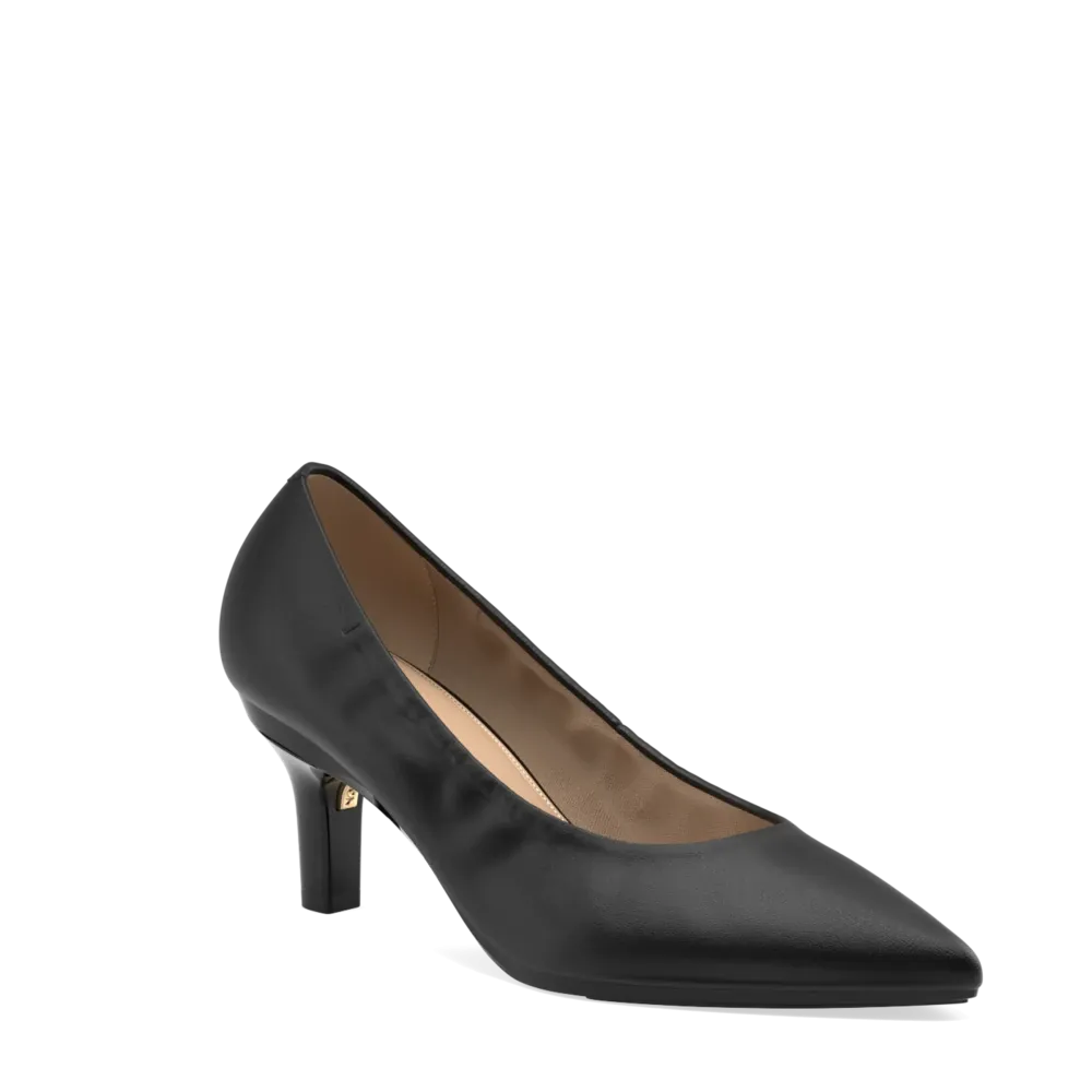 The Pump - Coal Stretch Leather 3 Stiletto