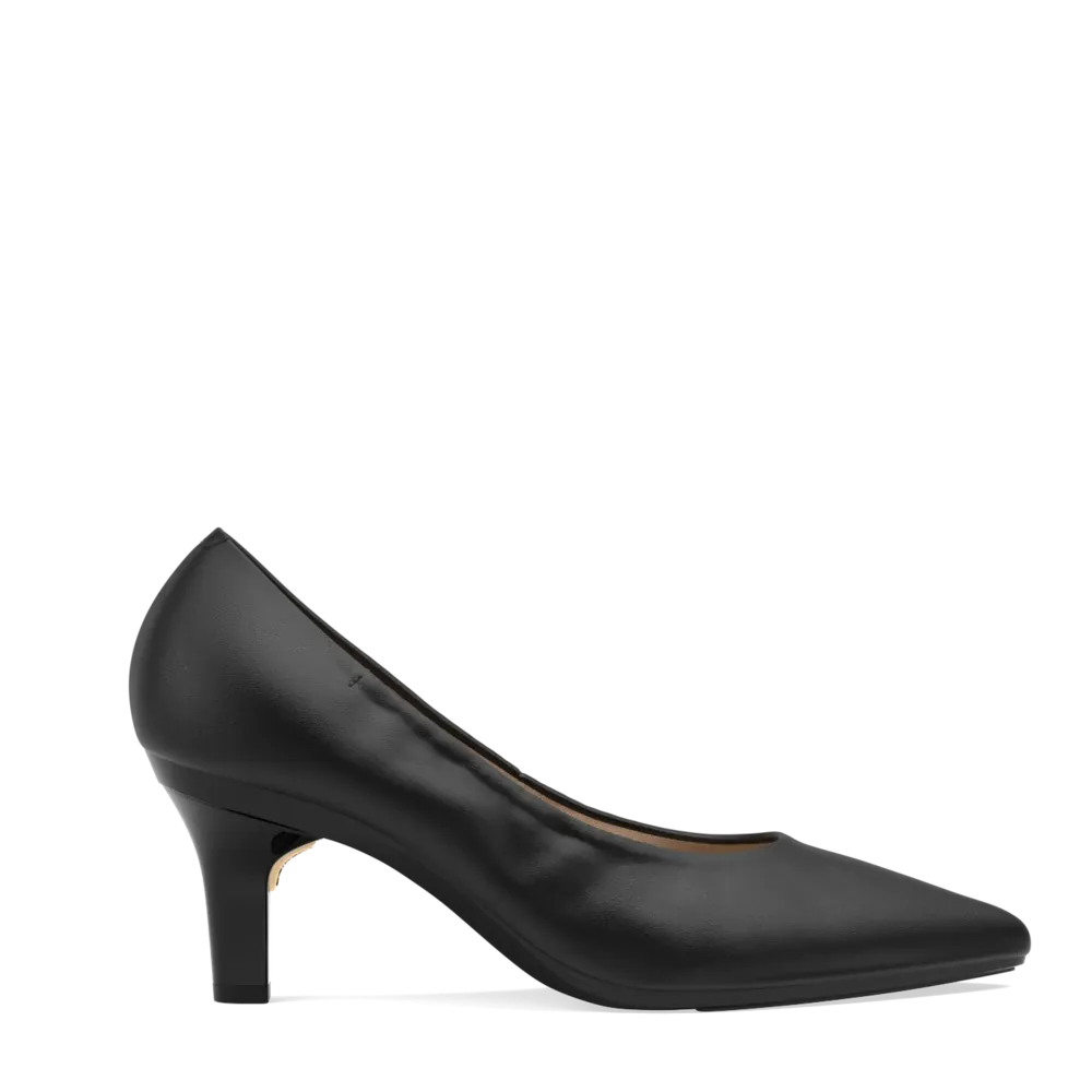 The Pump - Coal Stretch Leather 3 Stiletto