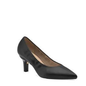 The Pump - Coal Stretch Leather 3 Stiletto