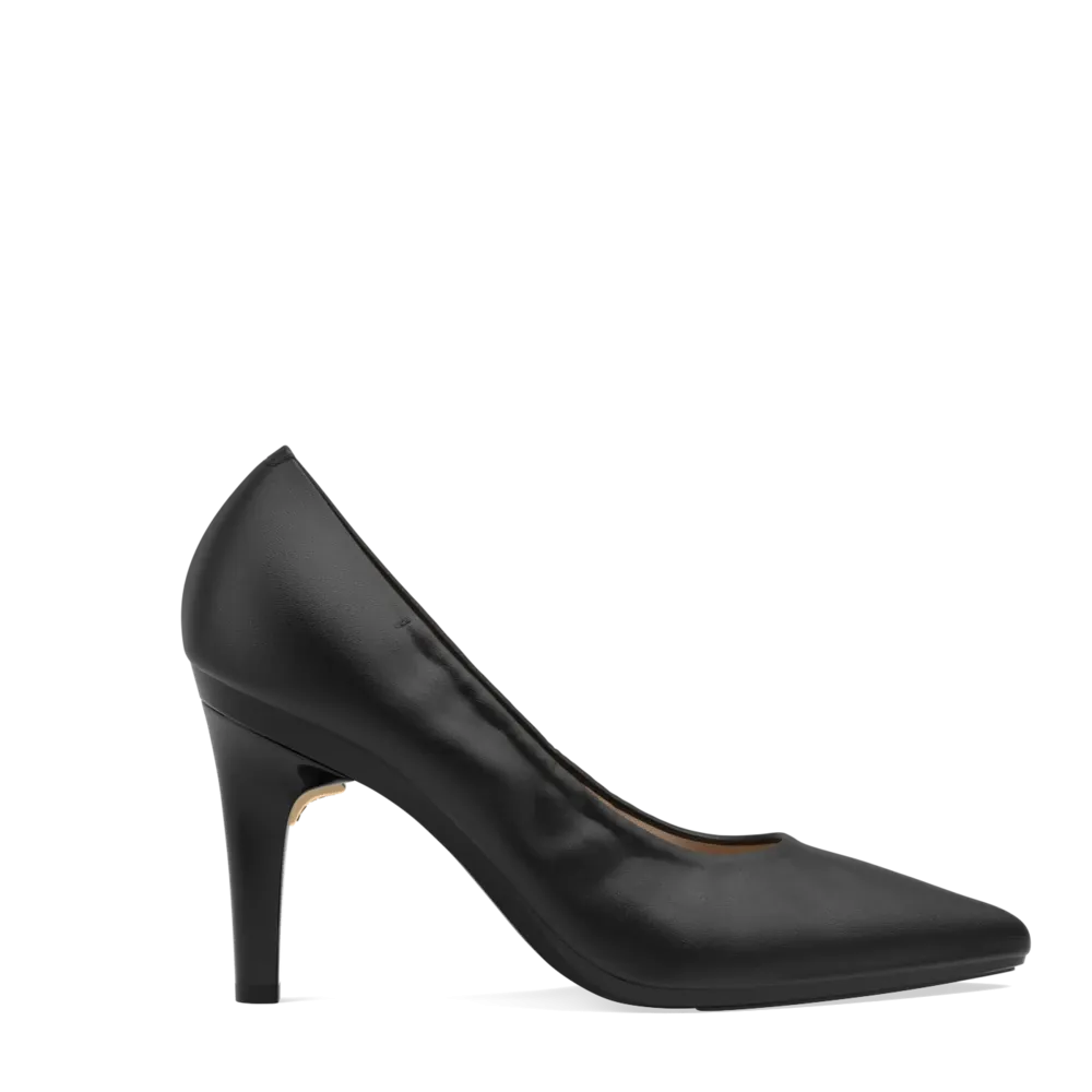 The Pump - Coal Stretch Leather 4 Stiletto