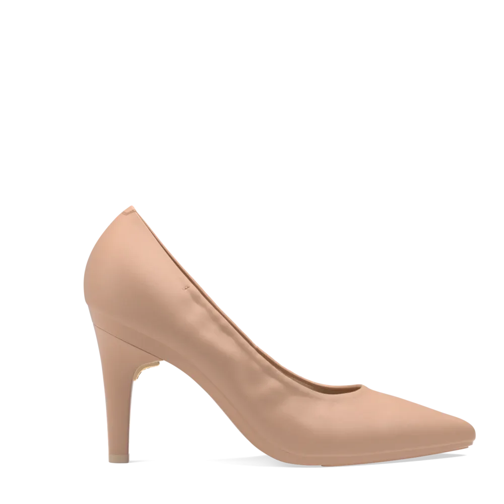 The Pump - Latte Stretch Leather 4 Stiletto