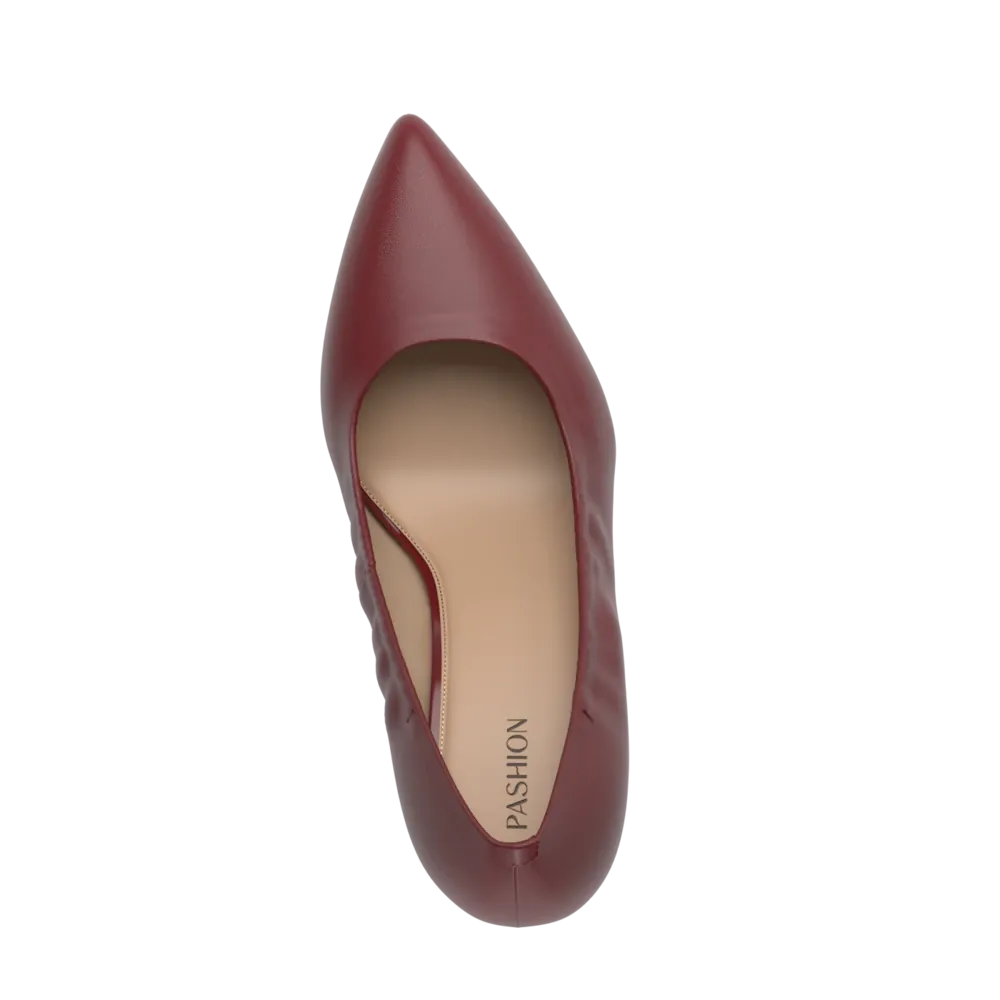 The Pump - Merlot Stretch Leather 3 Stiletto