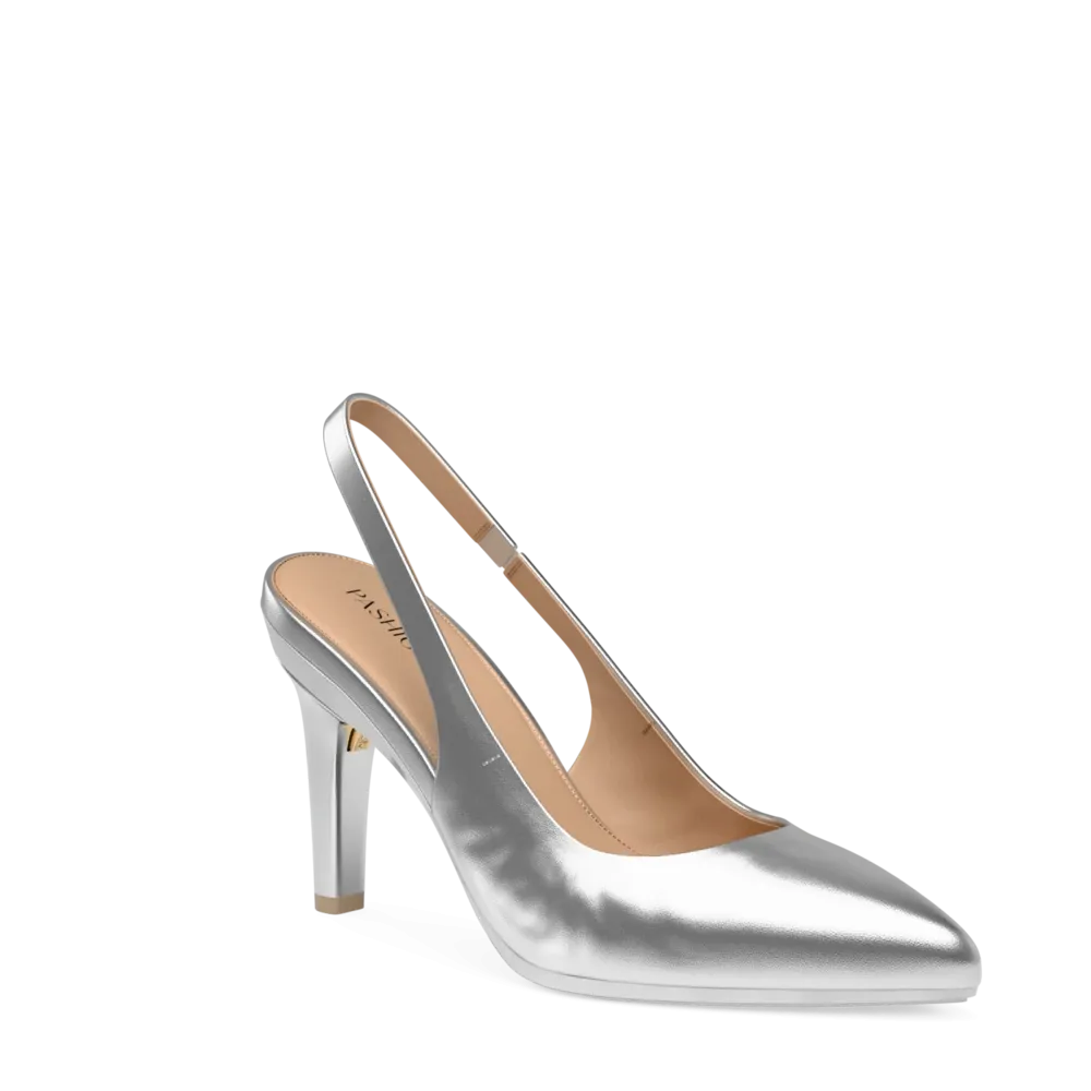 The Slingback - Matte Silver 4 Stiletto