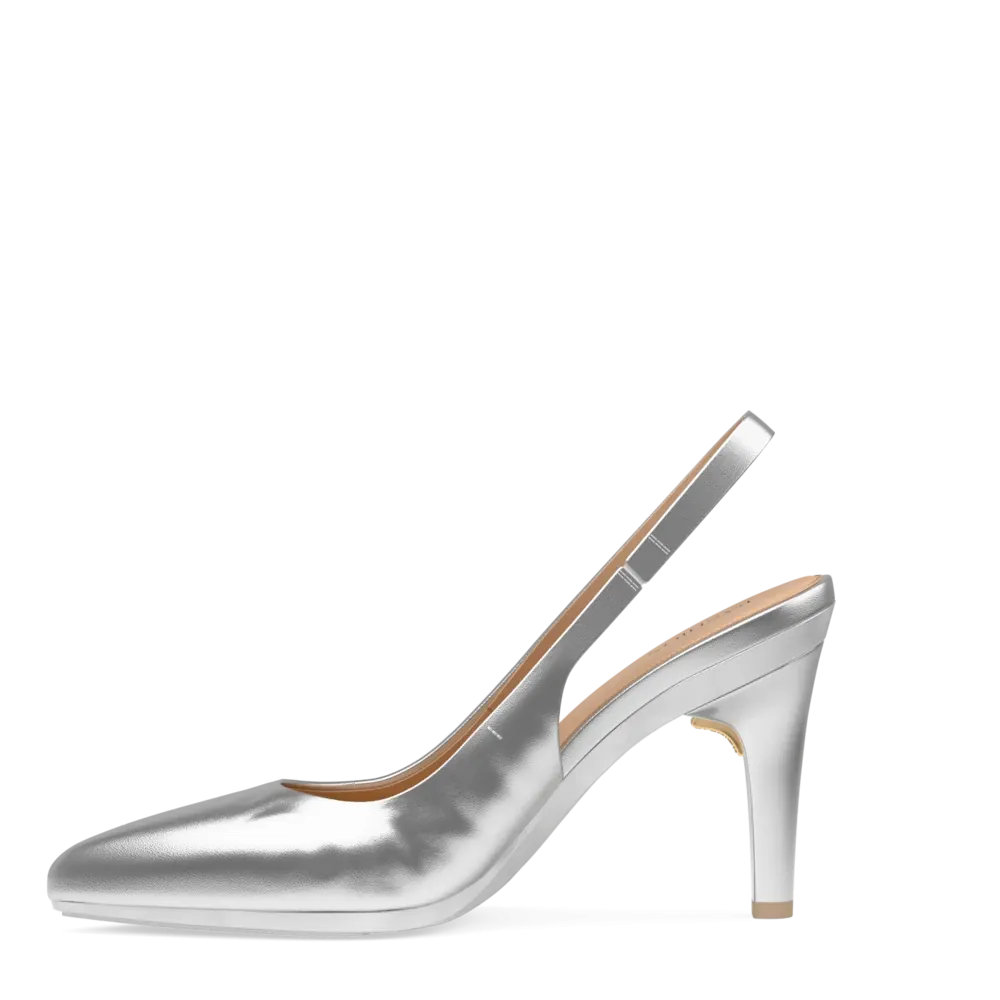 The Slingback - Matte Silver 4 Stiletto