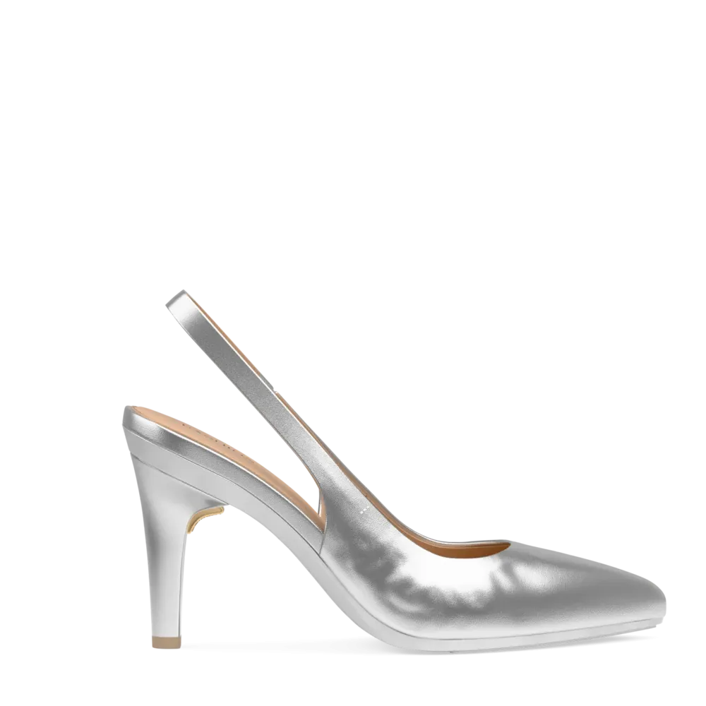 The Slingback - Matte Silver 4 Stiletto