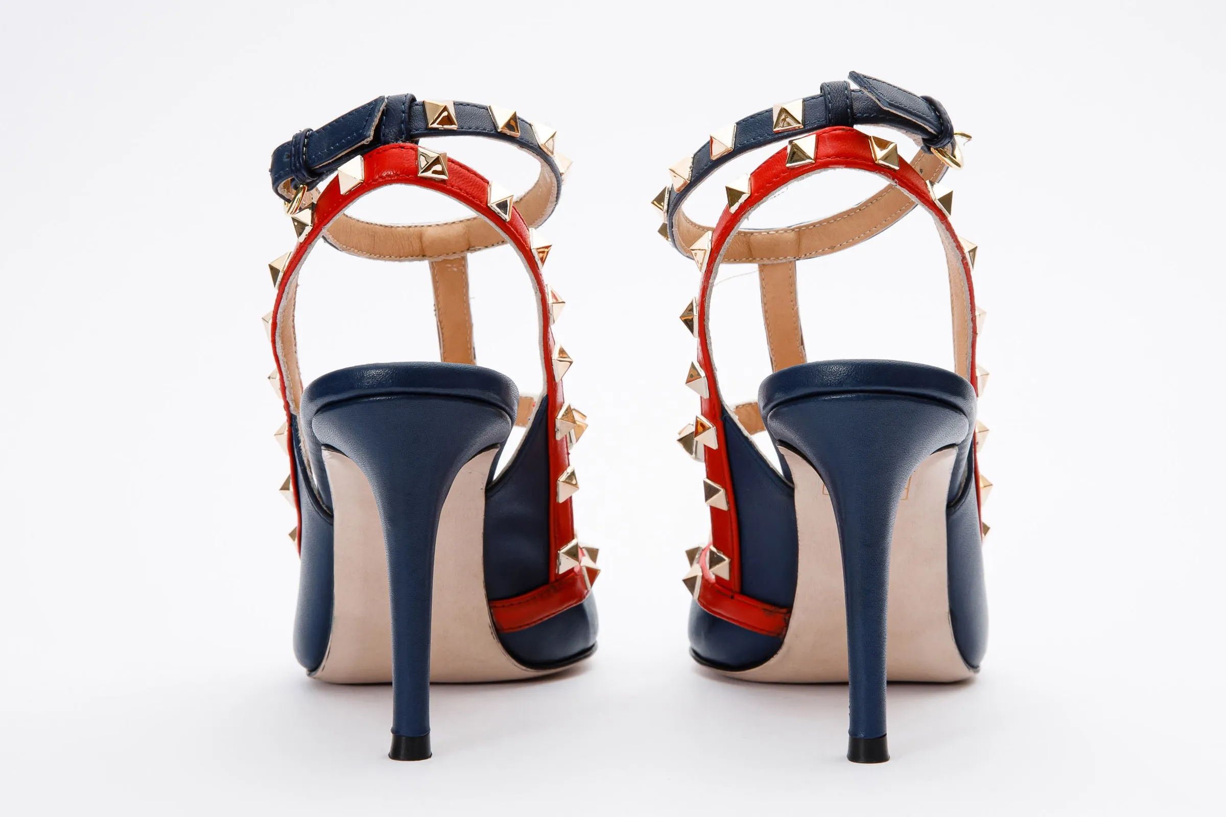 The Sogi Navy Blue Leather Slingback Women Sandal