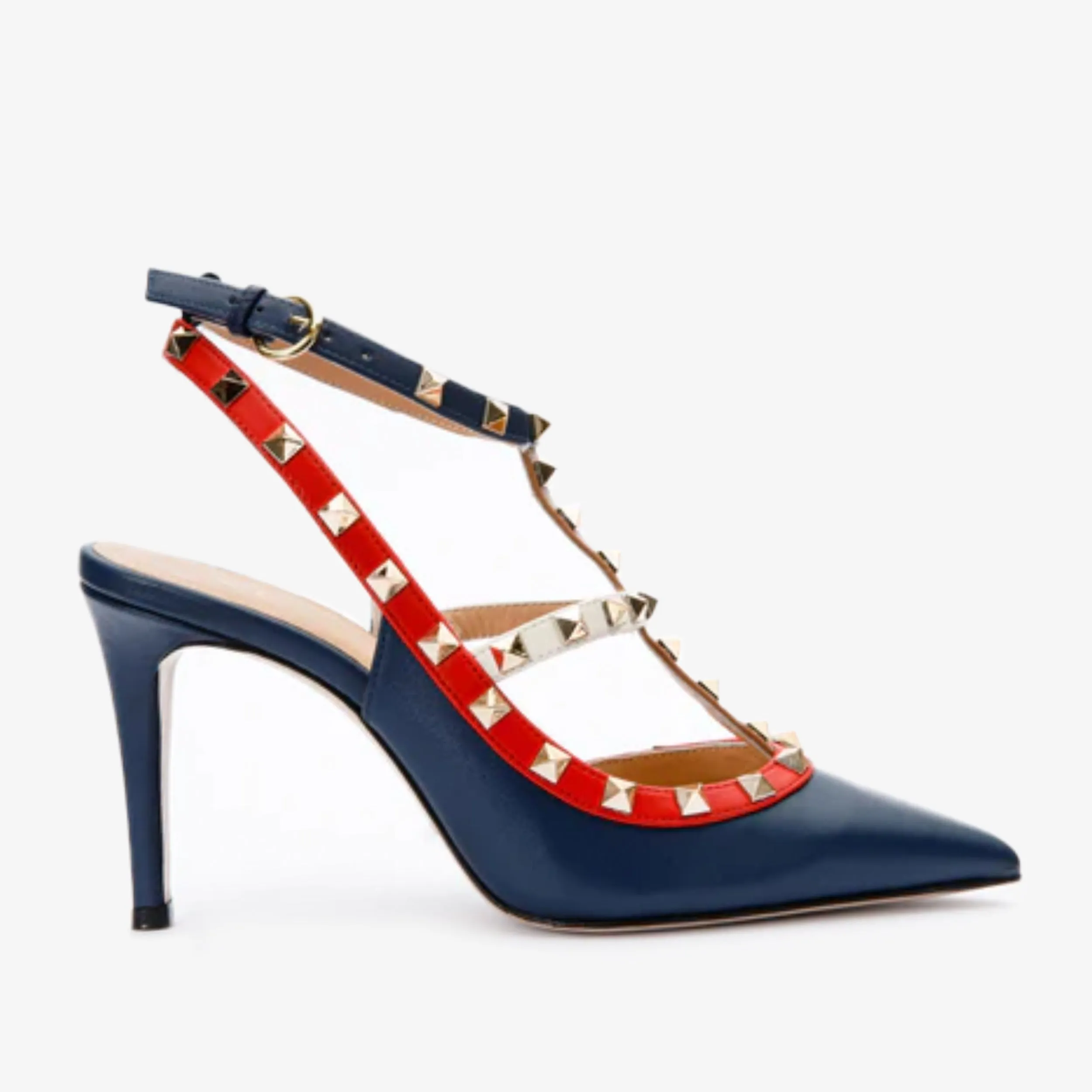 The Sogi Navy Blue Leather Slingback Women Sandal