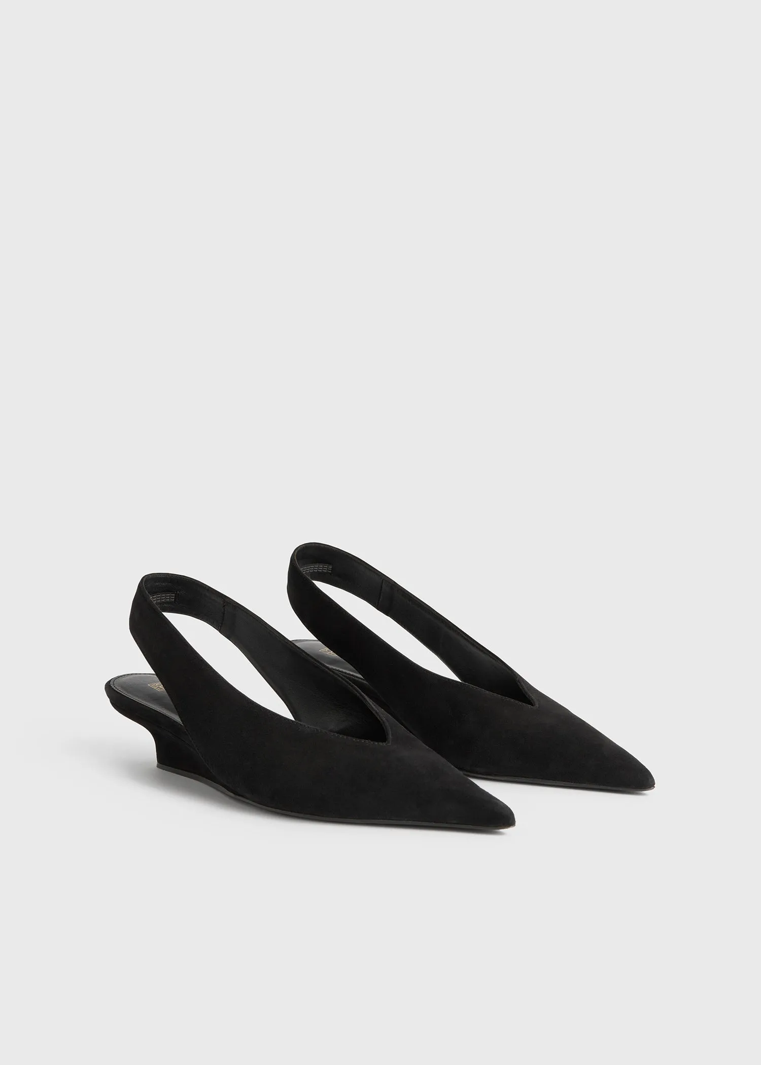 The Suede Wedge-Heel Slingback black