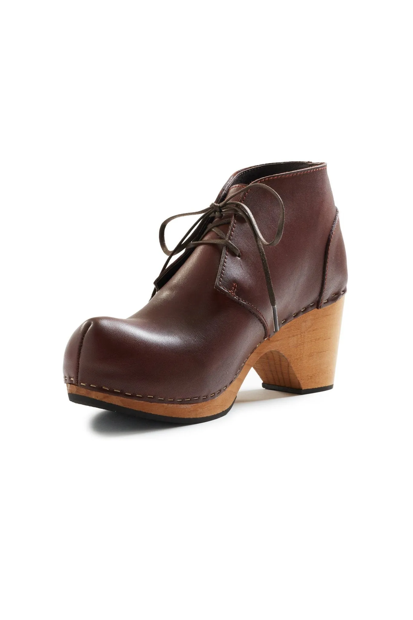 toe seam leather bootie clogs in acorn