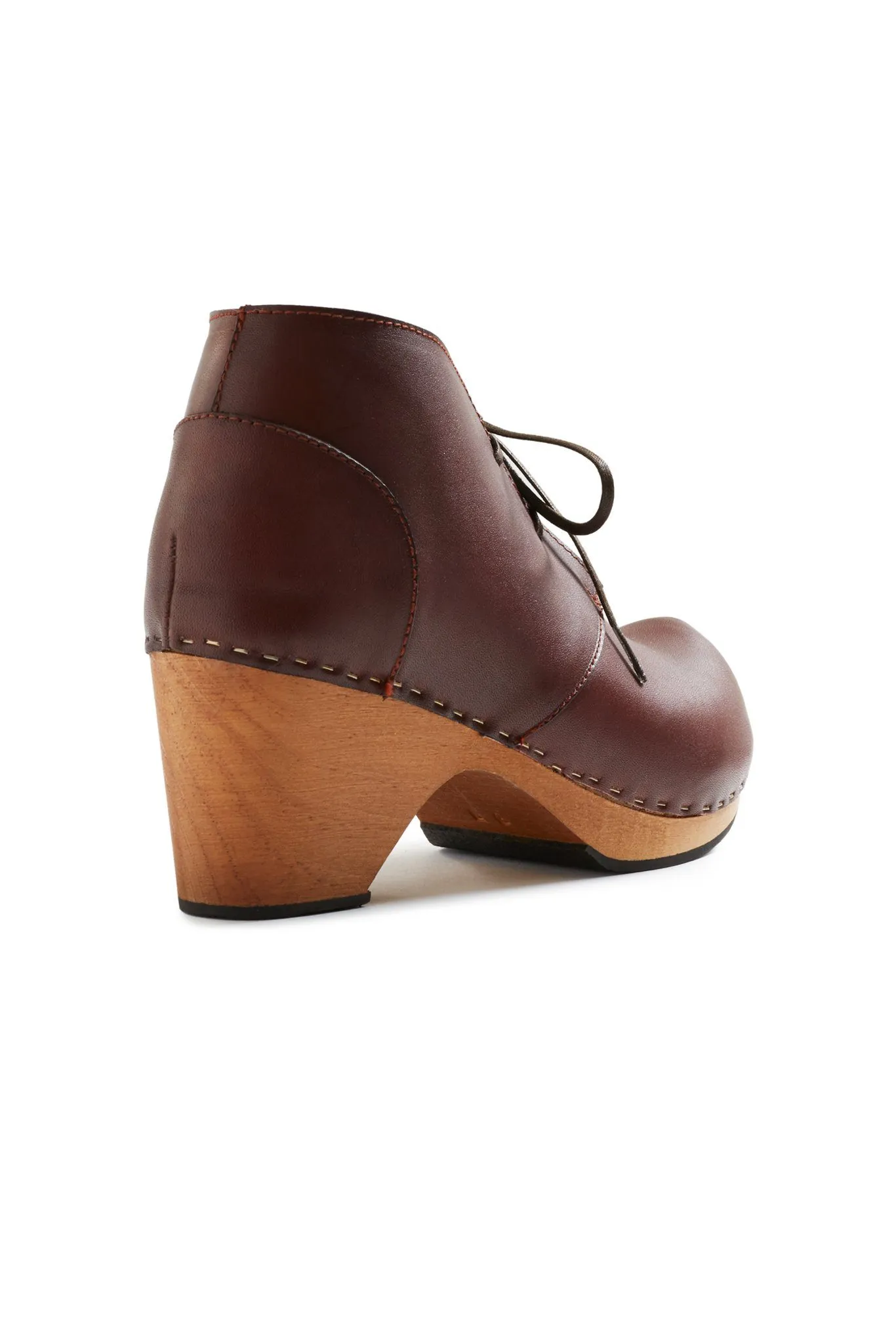 toe seam leather bootie clogs in acorn