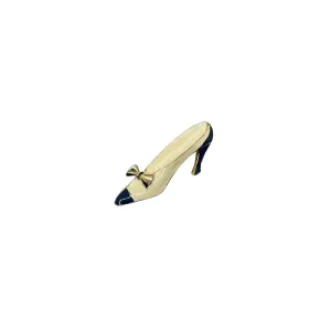 Trifari Cream and Dark Blue Spectator Shoe Brooch